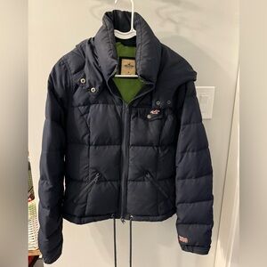 Hollister Blue Jacket, Navy/Green Medium